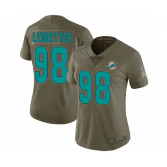 Women's Miami Dolphins #98 Jonathan Ledbetter Limited Olive 2017 Salute to Service Football Jersey - Ujersey