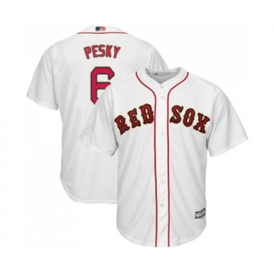 Youth Boston Red Sox #6 Johnny Pesky Authentic White 2019 Gold Program Cool Base Baseball Jersey - Ujersey