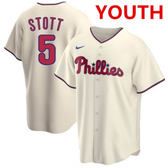 Youth Philadelphia Phillies #5 Bryson Stott Cream Cool Base Stitched Baseball Jersey - Ujersey