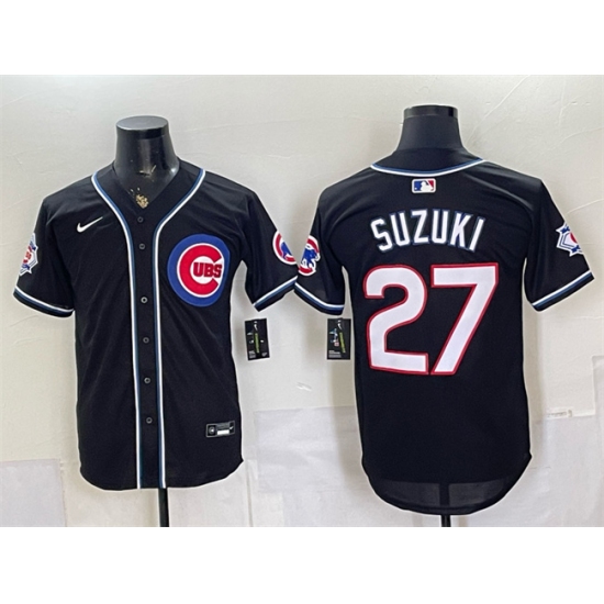 Men's Chicago Cubs #27 Seiya Suzuki 150th Anniversary Black Out Style Vapor Premier Limited Stitched Baseball Jersey - Ujersey