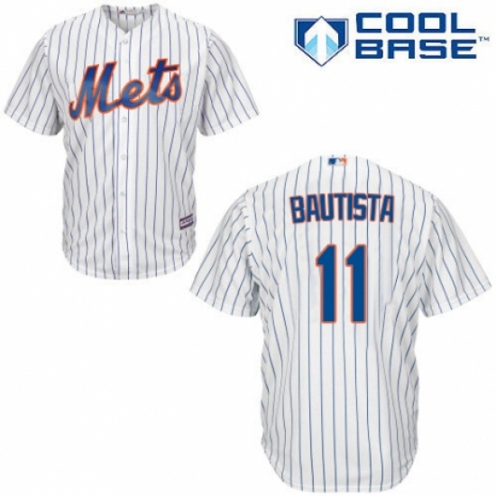 Men's Majestic New York Mets #11 Jose Bautista Replica White Home Cool Base MLB Jersey - Ujersey
