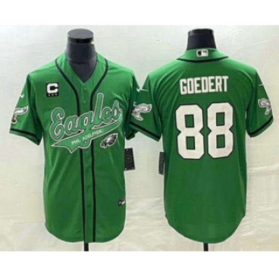 Men's Nike Philadelphia Eagles #88 Dallas Goedert Green C Cool Base Stitched Baseball Jersey - Ujersey