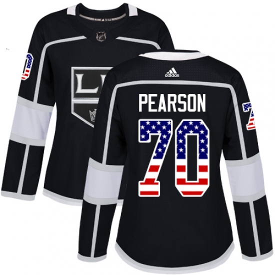 Women's Adidas Los Angeles Kings #70 Tanner Pearson Authentic Black USA Flag Fashion NHL Jersey - Ujersey