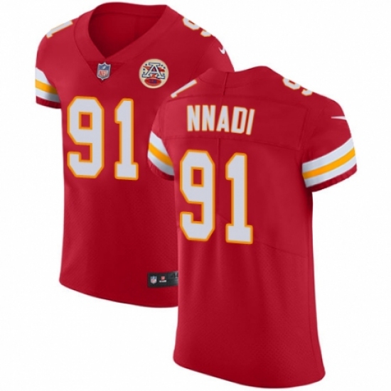 Men's Nike Kansas City Chiefs #91 Derrick Nnadi Red Team Color Vapor Untouchable Elite Player NFL Jersey - Ujersey
