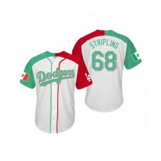 Men's Ross Stripling #68 Los Angeles Dodgers Two-Tone Mexican Heritage Night Cool Base Jersey - Ujersey