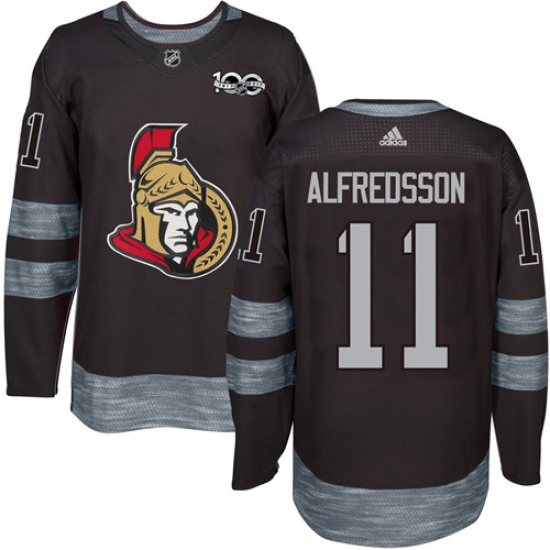 Men's Adidas Ottawa Senators #11 Daniel Alfredsson Authentic Black 1917-2017 100th Anniversary NHL Jersey - Ujersey