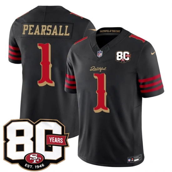 Men's San Francisco 49ers #1 Ricky Pearsall Black 80th Anniversary“Rivalries” 2026 F.U.S.E. Vapor Untouchable Limited Football Stitched Jersey - Ujersey