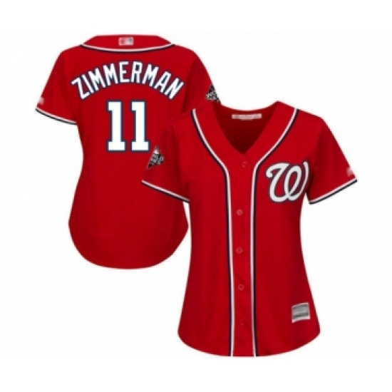 Women's Washington Nationals #11 Ryan Zimmerman Authentic Red Alternate 1 Cool Base 2019 World Series Bound Baseball Jersey - Ujersey