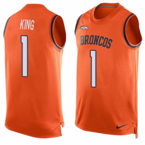 Men's Nike Denver Broncos #1 Marquette King Limited Orange Player Name & Number Tank Top NFL Jersey - Ujersey