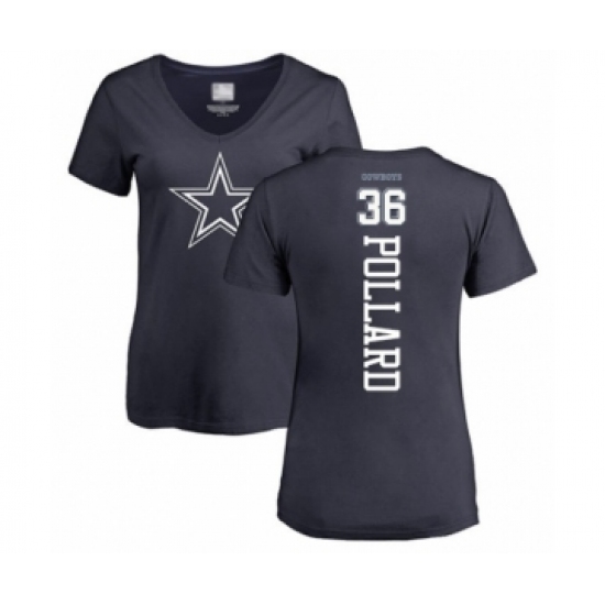 Football Women's Dallas Cowboys #36 Tony Pollard Navy Blue Backer T-Shirt - Ujersey