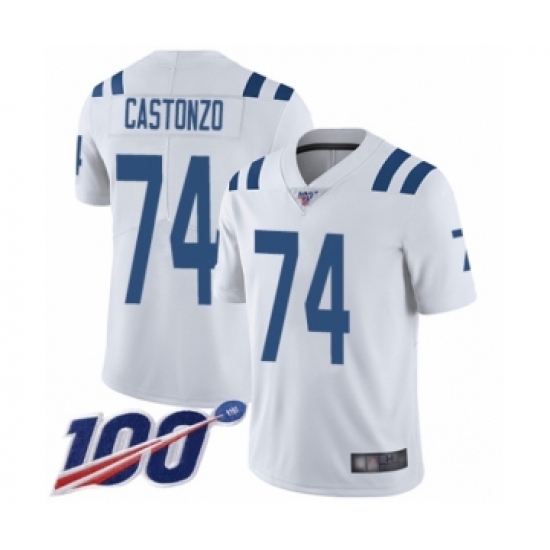 Men's Indianapolis Colts #74 Anthony Castonzo White Vapor Untouchable Limited Player 100th Season Football Jersey - Ujersey