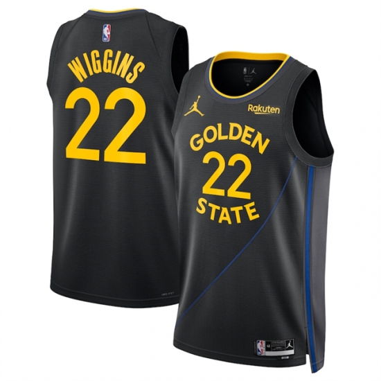 Men's Golden State Warriors #22 Andrew Wiggins Black 2024-25 Statement Edition Stitched Basketball Jersey - Ujersey