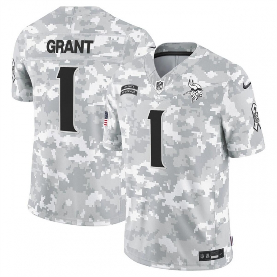 Men's Minnesota Vikings #1 Bud Grant 2024 F.U.S.E Arctic Camo Salute To Service Limited Stitched Football Jersey - Ujersey