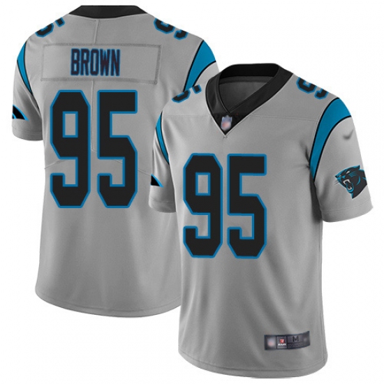 Men's Carolina Panthers #95 Derrick Brown Silver Stitched NFL Limited Inverted Legend Jersey - Ujersey