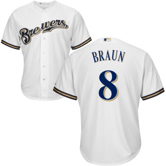 Youth Majestic Milwaukee Brewers #8 Ryan Braun Authentic White Home Cool Base MLB Jersey - Ujersey
