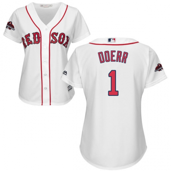 Women's Majestic Boston Red Sox #1 Bobby Doerr Authentic White Home 2018 World Series Champions MLB Jersey - Ujersey