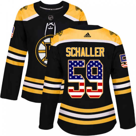 Women's Adidas Boston Bruins #59 Tim Schaller Authentic Black USA Flag Fashion NHL Jersey - Ujersey