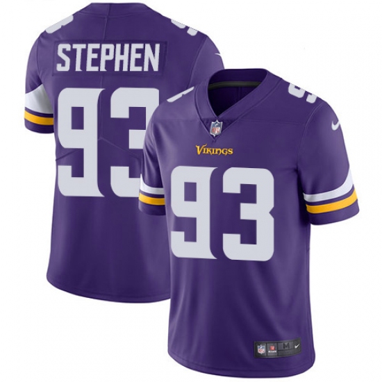 Men's Nike Minnesota Vikings #93 Shamar Stephen Purple Team Color Vapor Untouchable Limited Player NFL Jersey - Ujersey
