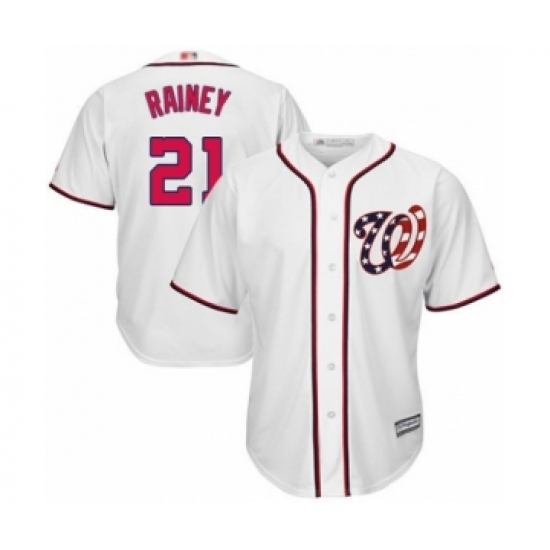 Youth Washington Nationals #21 Tanner Rainey Authentic White Home Cool Base Baseball Player Jersey - Ujersey