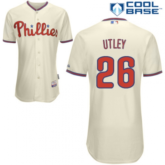 Men's Majestic Philadelphia Phillies #26 Chase Utley Replica Cream Alternate Cool Base MLB Jersey - Ujersey