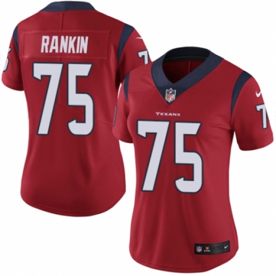Women's Nike Houston Texans #75 Martinas Rankin Red Alternate Vapor Untouchable Limited Player NFL Jersey - Ujersey
