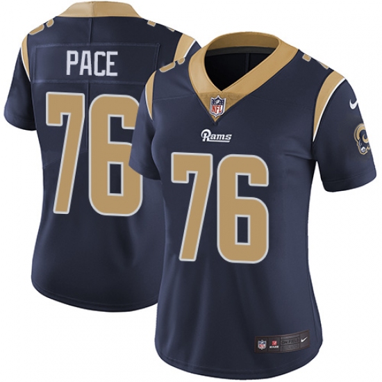 Women's Nike Los Angeles Rams #76 Orlando Pace Elite Navy Blue Team Color NFL Jersey - Ujersey