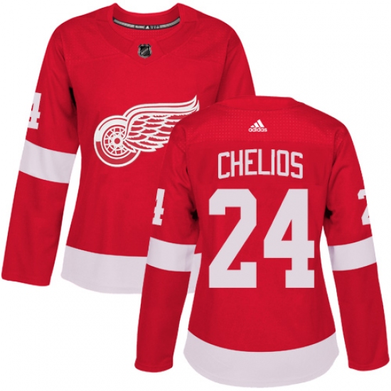 Women's Adidas Detroit Red Wings #24 Chris Chelios Premier Red Home NHL Jersey - Ujersey