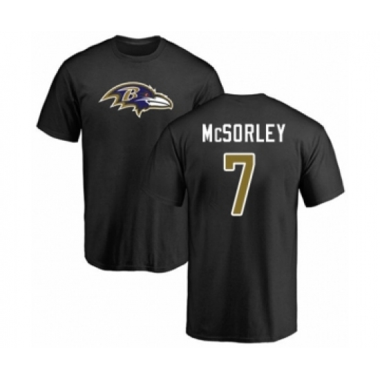 Football Baltimore Ravens #7 Trace McSorley Black Name & Number Logo T-Shirt - Ujersey