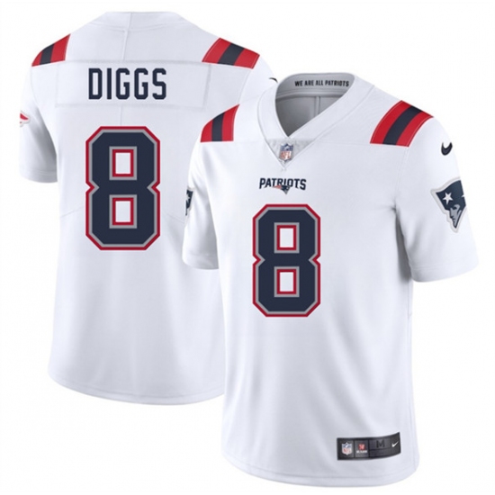 Men's New England Patriots #8 Stefon Diggs White 2025 Vapor Limited Football Stitched Jersey - Ujersey
