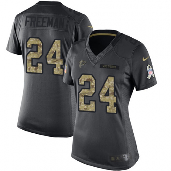 Women's Nike Atlanta Falcons #24 Devonta Freeman Limited Black 2016 Salute to Service NFL Jersey - Ujersey