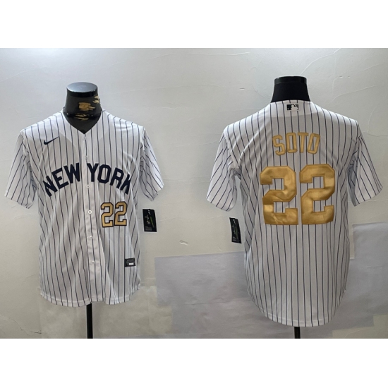Men's New York Yankees #22 Juan Soto White Pinstripe Fashion Cool Base Jerseys - Ujersey