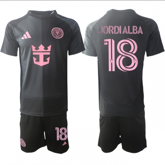 Men's Inter Miami CF #18 Jordi Alba 2025 Black Away Soccer Jersey Suit - Ujersey