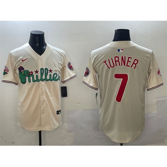 Men's Philadelphia Phillies #7 Trea Turner Cream Phanatic Limited Stitched Jersey - Ujersey