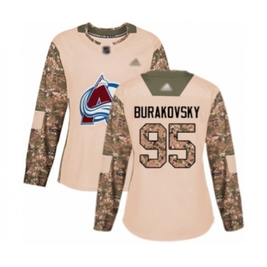Women's Colorado Avalanche #95 Andre Burakovsky Authentic Camo Veterans Day Practice Hockey Jersey - Ujersey
