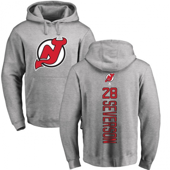 NHL Adidas New Jersey Devils #28 Damon Severson Ash Backer Pullover Hoodie - ujerseystore