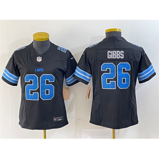 Women's Detroit Lions #26 Jahmyr Gibbs Black 2024 F.U.S.E. 2nd Alternate Vapor Limited Football Stitched Jersey - Ujersey