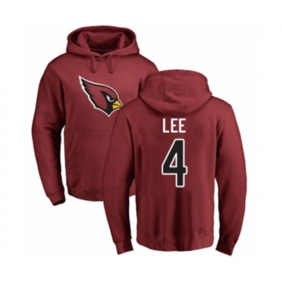 Football Arizona Cardinals #4 Andy Lee Maroon Name & Number Logo Pullover Hoodie - Ujersey