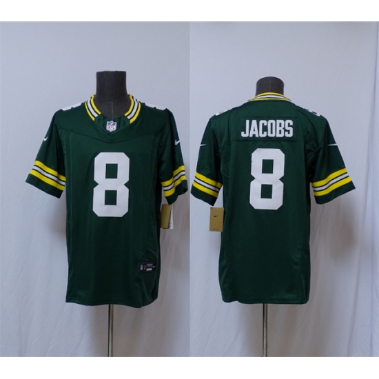 Men's Green Bay Packers #8 Josh Jacobs Green Vapor 2025 F.U.S.E. Limited Football Stitched Jersey - Ujersey
