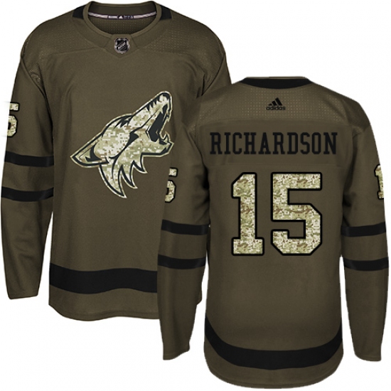 Youth Adidas Arizona Coyotes #15 Brad Richardson Authentic Green Salute to Service NHL Jersey - Ujersey