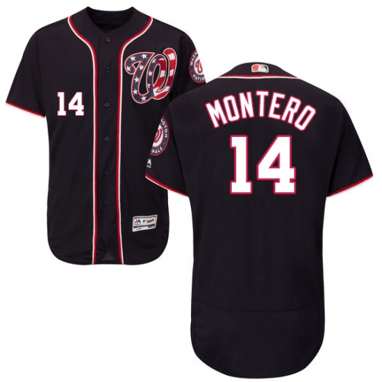 Men's Majestic Washington Nationals #14 Miguel Montero Navy Blue Alternate Flex Base Authentic Collection MLB Jersey - Ujersey