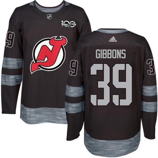 Men's Adidas New Jersey Devils #39 Brian Gibbons Authentic Black 1917-2017 100th Anniversary NHL Jersey - Ujersey
