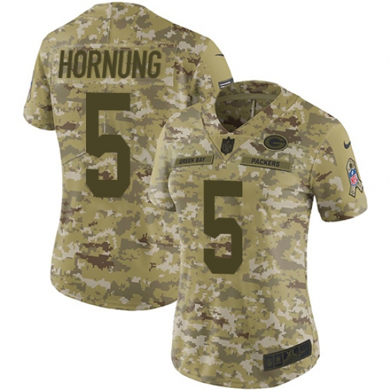 Women's Nike Green Bay Packers #5 Paul Hornung Limited Camo 2018 Salute to Service NFL Jersey - Ujersey