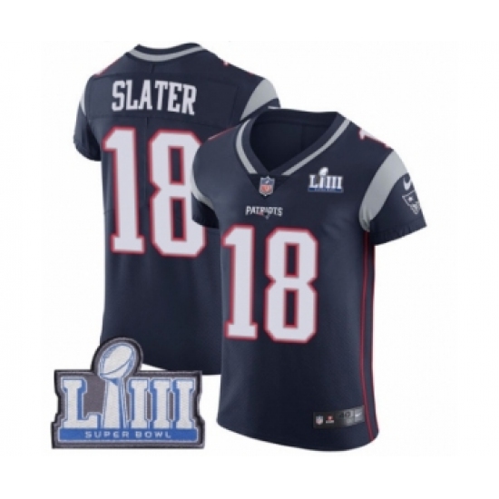 Men's Nike New England Patriots #18 Matthew Slater Navy Blue Team Color Vapor Untouchable Elite Player Super Bowl LIII Bound NFL Jersey - Ujersey