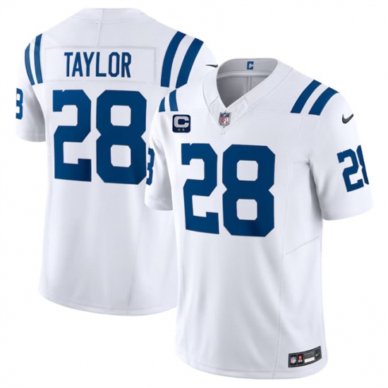 Men's Indianapolis Colts #28 Jonathan Taylor White 2024 F.U.S.E. With 2-Star C Vapor Limited Stitched Football Jersey - Ujersey