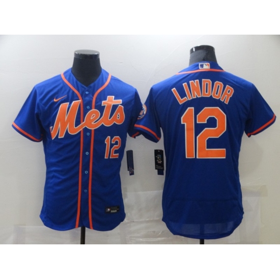Men's Nike New York Mets #12 Francisco Lindor Blue Elite Jersey - Ujersey