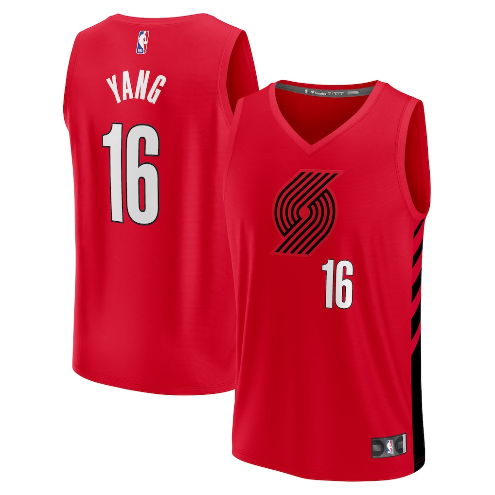 Men's Portland Trail Blazers Yang Hansen Fanatics Red Fast Break Replica Jersey - Statement Edition - U-jersey