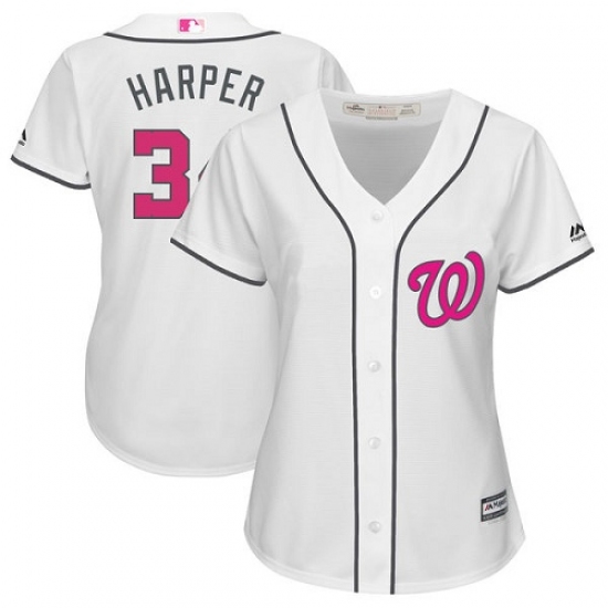 Women's Majestic Washington Nationals #34 Bryce Harper Authentic White Mother's Day Cool Base MLB Jersey - Ujersey