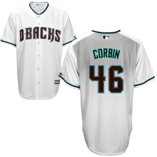 Men's Majestic Arizona Diamondbacks #46 Patrick Corbin Authentic White/Capri Cool Base MLB Jersey