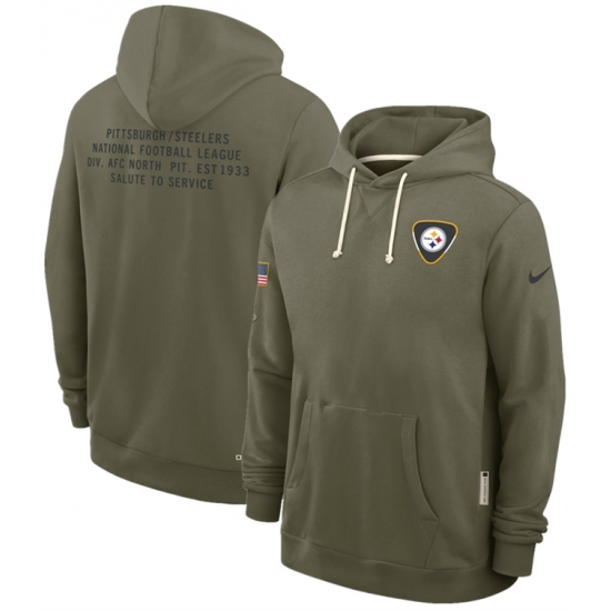Men's Pittsburgh Steelers Olive 2025 Salute to Service Pullover Hoodie - Ujersey