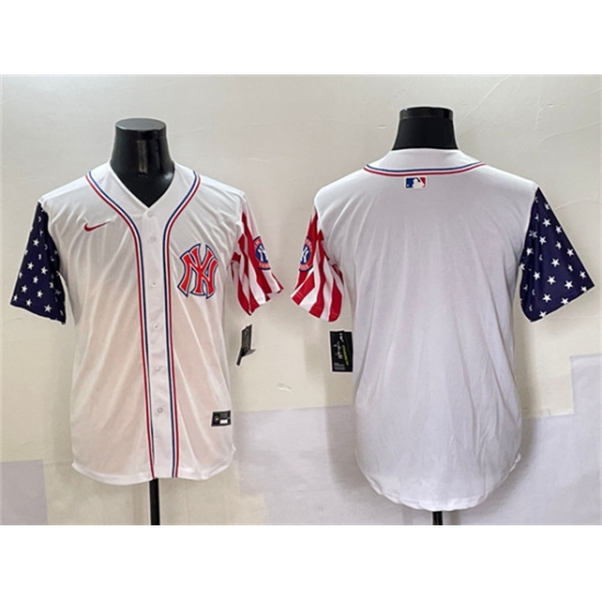 Men's New York Yankees Blank White American Style Limited Stitched Baseball Jersey - Ujersey